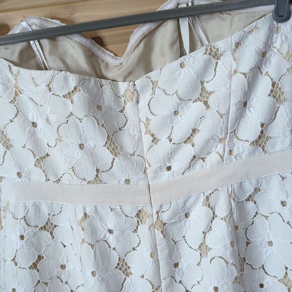 Lafayette 148 Dress Womens 10 Ivory Lace Knee Length Strapless Wedding - Picture 5 of 11